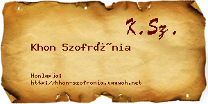 Khon Szofrónia névjegykártya